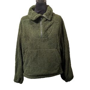 FP Movement Hit The Slopes Fleece Pullover Sz S Olive Green Sherpa Gorpcore